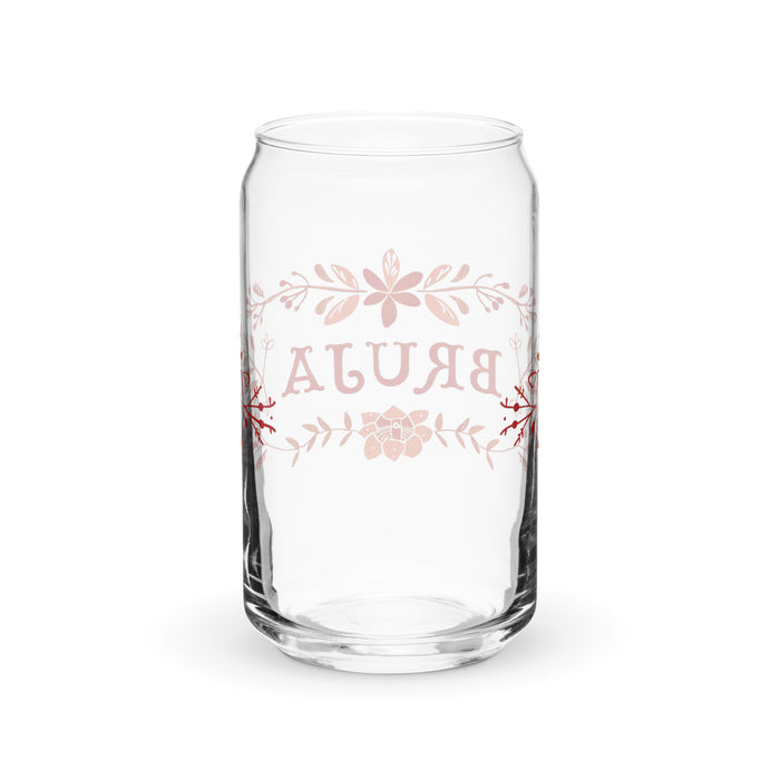 La Bruja Exclusive Art Piece Can-Shaped Glass Home Office Work Mexican Spanish Pride Gift Cup One-Of-A-Kind Calligraphy Glass | L4