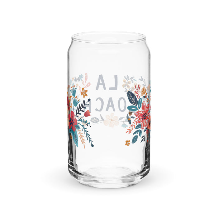 Pieza de arte exclusiva de La Coach, vaso de vidrio con forma de lata para el hogar, la oficina, el trabajo, el orgullo mexicano y español, vaso de vidrio con caligrafía única en su tipo | L5