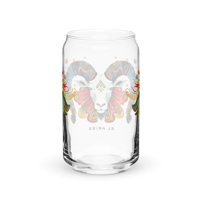 El Aries Pièce d'art exclusive en verre en forme de canette Bureau à domicile Travail Tasse cadeau de fierté espagnole mexicaine Verre de calligraphie unique en son genre | E3