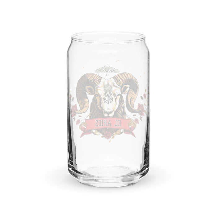 El Aries Exclusive Art Piece Can-Shaped Glass Home Office Work Mexican Spanish Pride Gift Cup One-Of-A-Kind Calligraphy Glass | E11