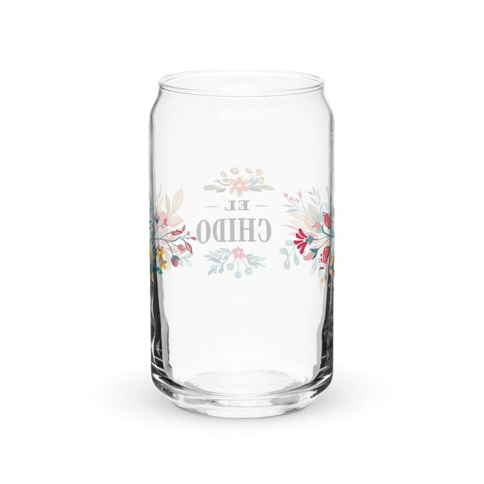 Pieza de arte exclusiva de El Chido, vaso de vidrio con forma de lata para el hogar, la oficina, el trabajo, el orgullo mexicano, el regalo, vaso de vidrio con caligrafía única en su tipo | E7