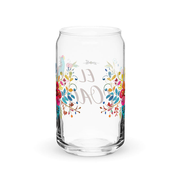 El Coach Exclusive Art Piece Can-Shaped Glass Home Office Work Mexican Spanish Pride Gift Cup One-Of-A-Kind Calligraphy Glass | E18