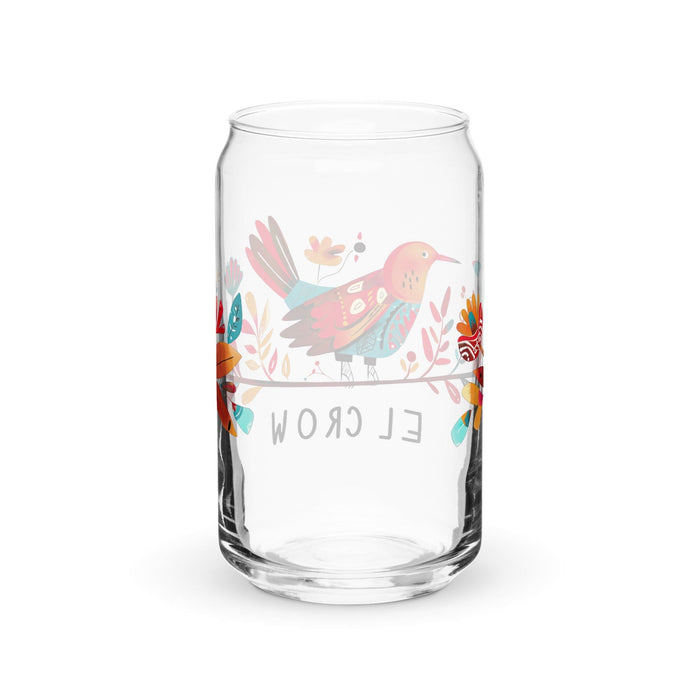 Pieza de arte exclusiva de El Crow, vaso de vidrio con forma de lata, regalo para el hogar, la oficina, el trabajo, el orgullo mexicano, vaso de vidrio con caligrafía única en su tipo | E9