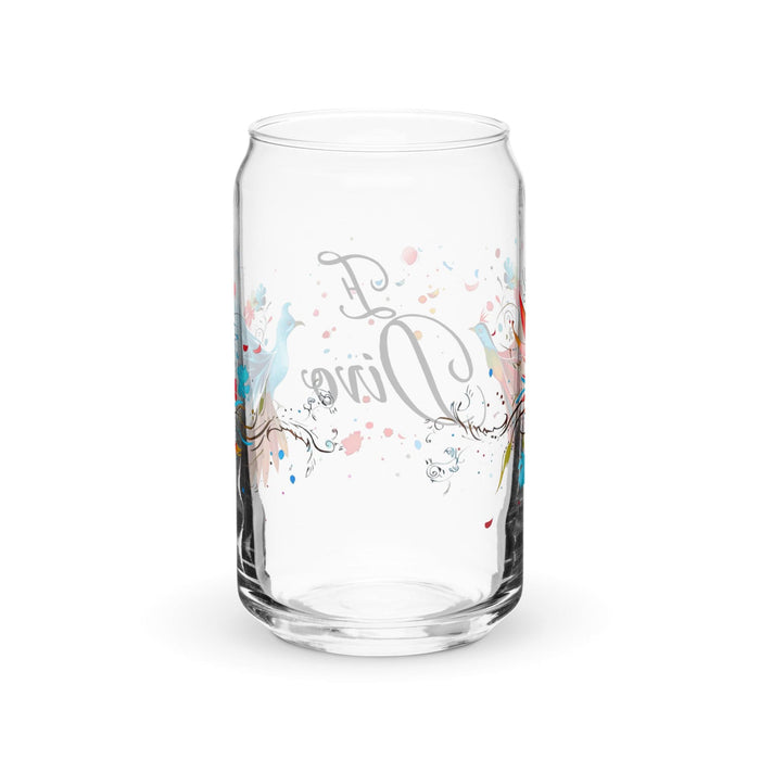 El Divo Exclusive Art Piece Can-Shaped Glass Home Office Work Mexican Spanish Pride Gift Cup One-Of-A-Kind Calligraphy Glass | E17