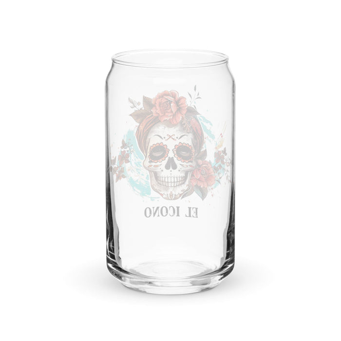 Pieza de arte exclusiva El Icono, vaso de vidrio con forma de lata, para el hogar, la oficina, el trabajo, el orgullo mexicano, el regalo, vaso de vidrio con caligrafía única en su tipo | E3