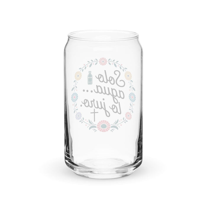 Solo Agua Lo Juro Exclusive Art Piece Can-Shaped Glass Home Office Work Mexican Spanish Pride Gift Cup One-Of-A-Kind Calligraphy Glass | S7