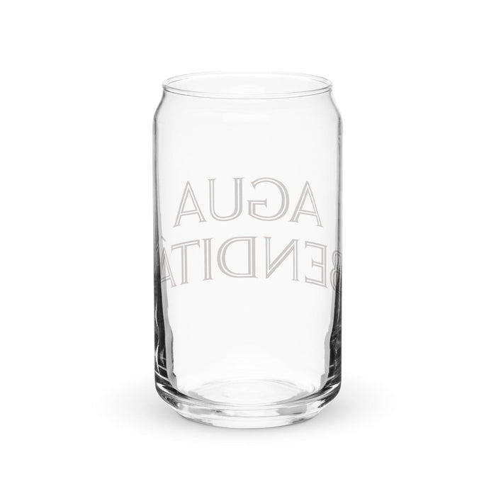 Agua Bendita Exklusives Kunstwerk, Dosenförmiges Glas, für Zuhause, Büro, Arbeit, mexikanischer und spanischer Stolz, Geschenktasse, einzigartiges Kalligraphieglas | A27