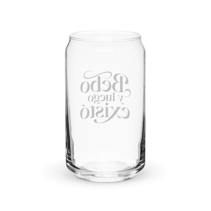 Bebo Y Luego Existo – Exklusives Kunstwerk – Dosenförmiges Glas für Zuhause, Büro, Arbeit, mexikanischer und spanischer Stolz – Geschenktasse – Einzigartiges Kalligraphieglas | B7