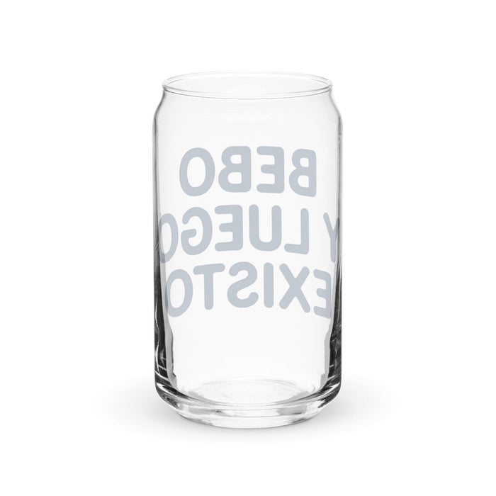 Bebo Y Luego Existo – Exklusives Kunstwerk – Dosenförmiges Glas für Zuhause, Büro, Arbeit, mexikanischer und spanischer Stolz – Geschenktasse – Einzigartiges Kalligraphieglas | B10