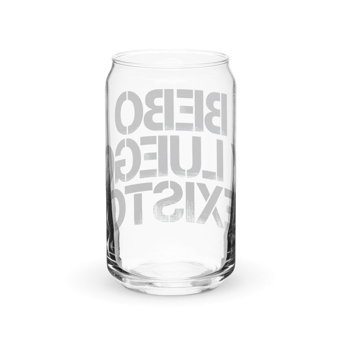 Bebo Y Luego Existo – Exklusives Kunstwerk – Dosenförmiges Glas für Zuhause, Büro, Arbeit, mexikanischer und spanischer Stolz – Geschenktasse – Einzigartiges Kalligraphieglas | B28