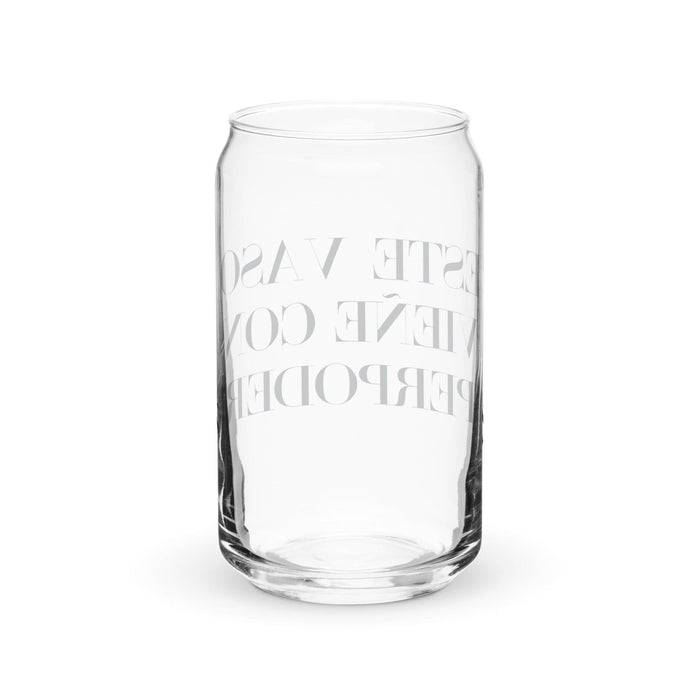 Este Vaso Viene Con Superpoderes Exclusive Art Piece Can-Shaped Glass Home Office Work Mexican Spanish Pride Gift Cup One-Of-A-Kind Calligraphy Glass | E16