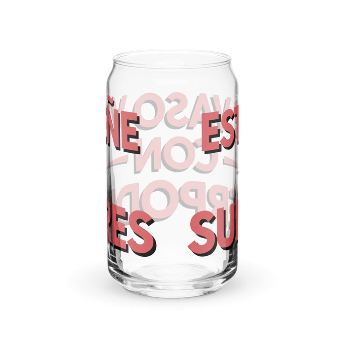 Este Vaso Viene Con Superpoderes Exclusive Art Piece Can-Shaped Glass Home Office Work Mexican Spanish Pride Gift Cup One-Of-A-Kind Calligraphy Glass | E23