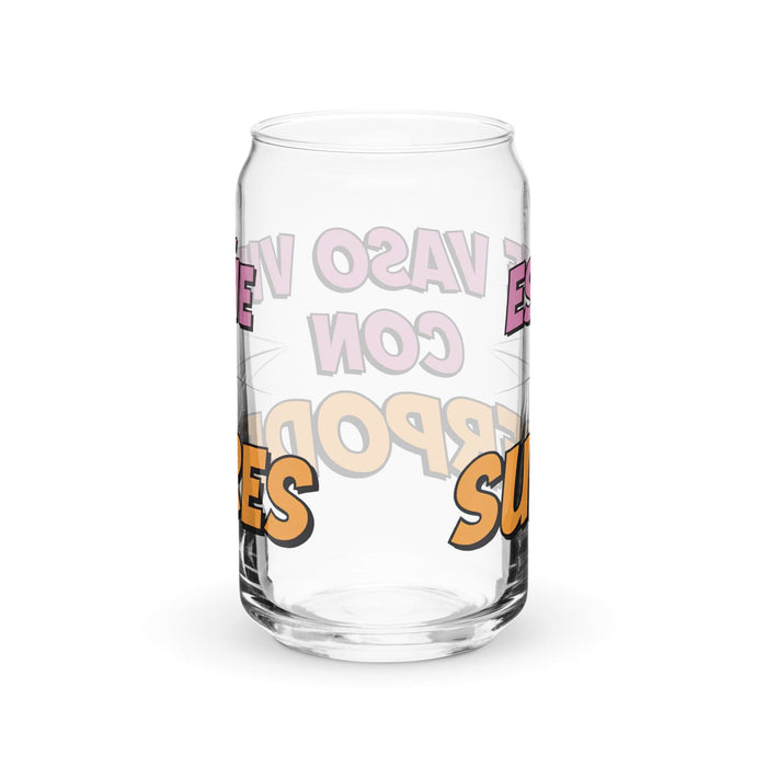 Este Vaso Viene Con Superpoderes Exklusives Kunstwerk, Dosenförmiges Glas, für Zuhause, Büro, Arbeit, mexikanischer und spanischer Stolz, Geschenktasse, einzigartiges Kalligraphieglas | E25