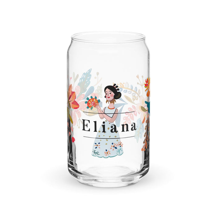 Pieza de arte exclusiva con nombre de Eliana, vaso de vidrio con forma de lata, regalo para el hogar, la oficina, el trabajo, orgullo mexicano, vaso de vidrio con caligrafía única | E15