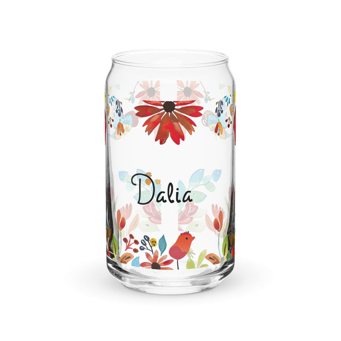 Dalia – Exklusives Namenskunstwerk, Glasdose in Dosenform, für Zuhause, Büro, Arbeit, mexikanischer und spanischer Stolz, Geschenktasse, einzigartiges Kalligraphieglas | D15