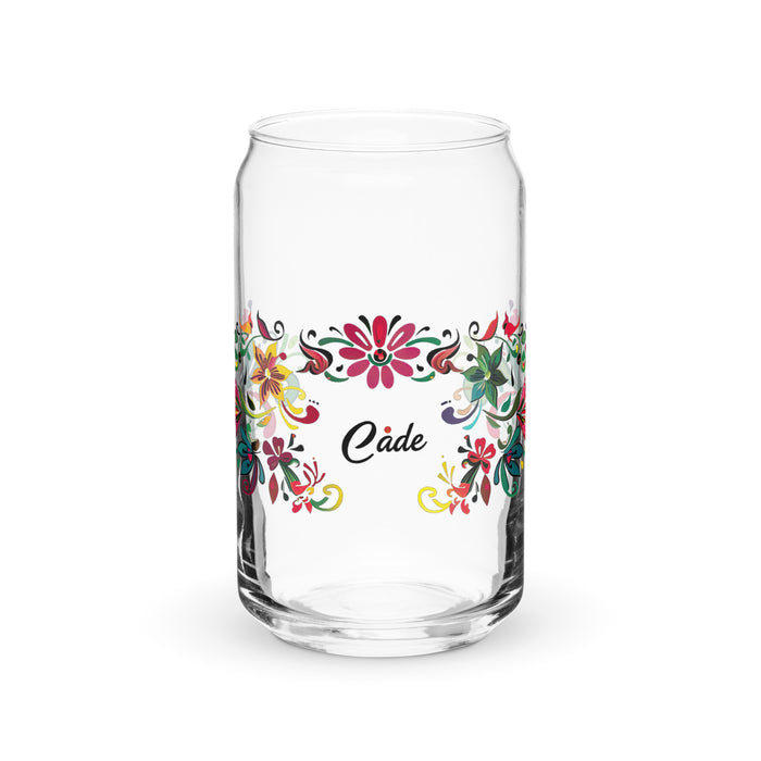 Cade Exclusive Name Art Piece Can-Shaped Glass Home Office Work Mexican Spanish Pride Gift Cup One-Of-A-Kind Calligraphy Glass | C9