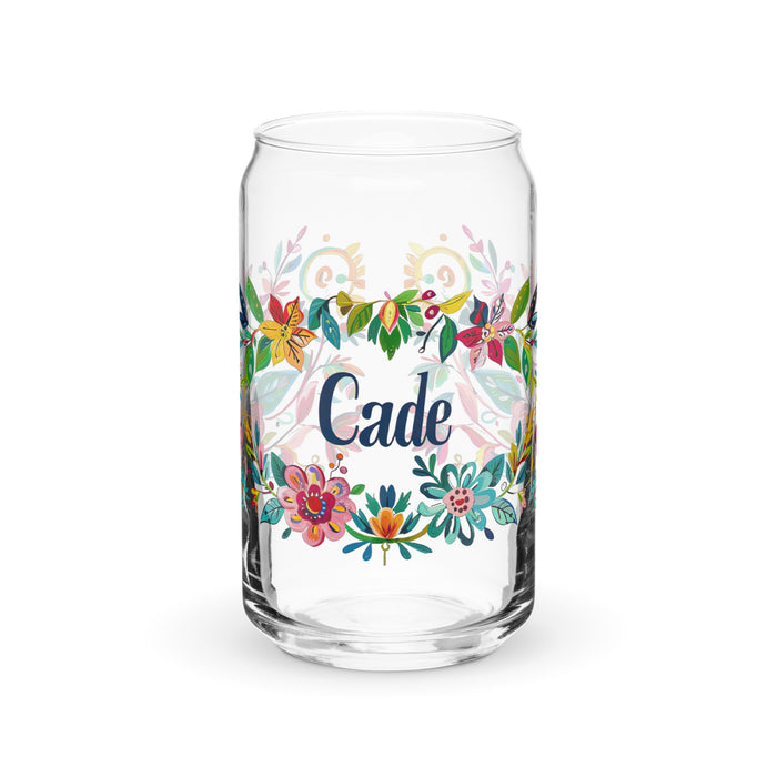 Cade Exclusive Name Art Piece Can-Shaped Glass Home Office Work Mexican Spanish Pride Gift Cup One-Of-A-Kind Calligraphy Glass | C26