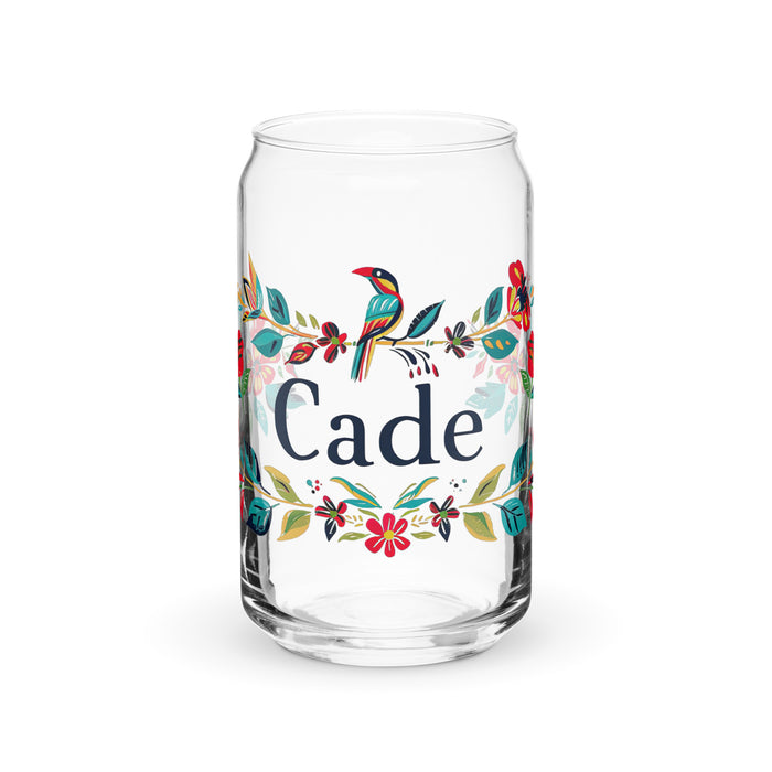 Cade Exclusive Name Art Piece Can-Shaped Glass Home Office Work Mexican Spanish Pride Gift Cup One-Of-A-Kind Calligraphy Glass | C37