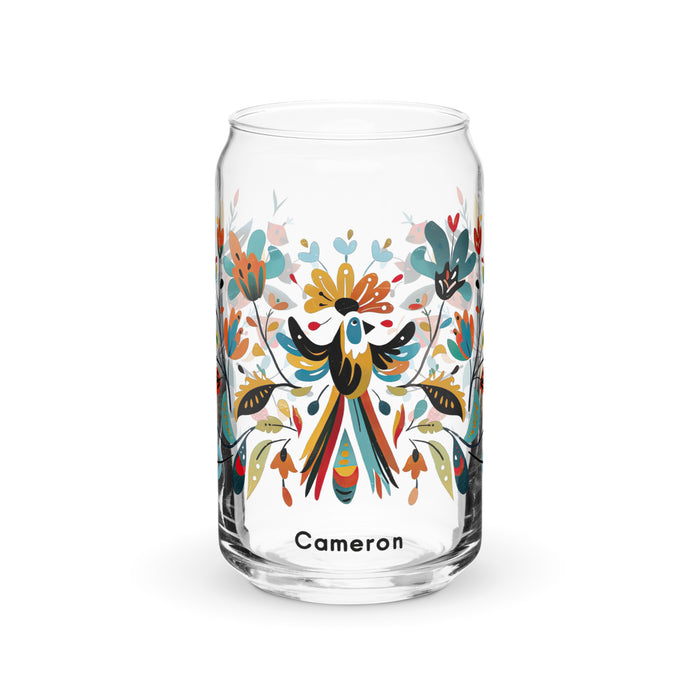 Cameron Exclusive Name Art Piece Can-Shaped Glass Home Office Work Mexican Spanish Pride Gift Cup One-Of-A-Kind Calligraphy Glass | C6