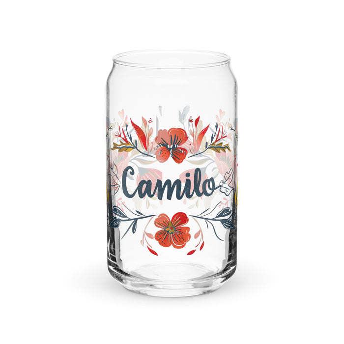 Camilo Exclusive Name Art Piece Can-Shaped Glass Home Office Work Mexican Spanish Pride Gift Cup One-Of-A-Kind Calligraphy Glass | C3