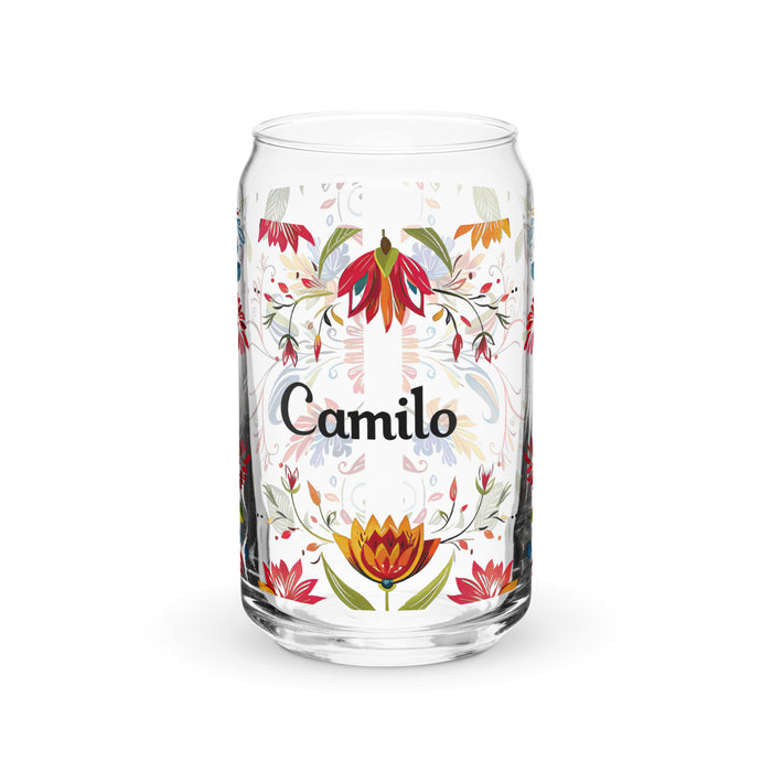 Camilo Exclusive Name Art Piece Can-Shaped Glass Home Office Work Mexican Spanish Pride Gift Cup One-Of-A-Kind Calligraphy Glass | C5