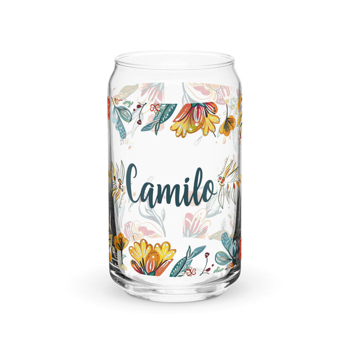 Camilo Exclusive Name Art Piece Can-Shaped Glass Home Office Work Mexican Spanish Pride Gift Cup One-Of-A-Kind Calligraphy Glass | C6