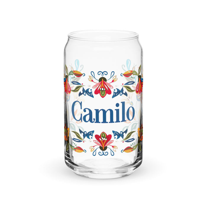 Camilo Exclusive Name Art Piece Can-Shaped Glass Home Office Work Mexican Spanish Pride Gift Cup One-Of-A-Kind Calligraphy Glass | C7