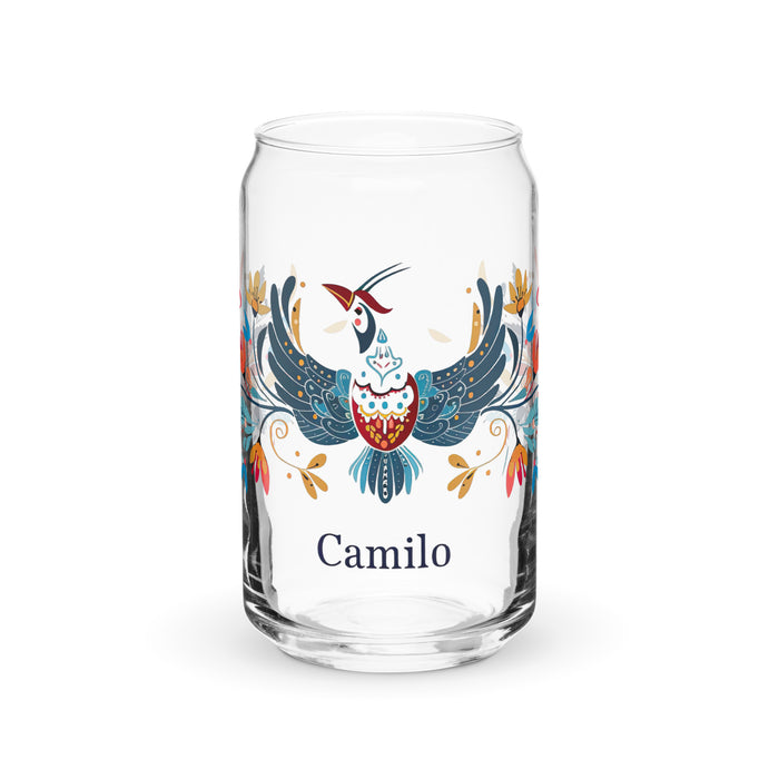 Camilo Exclusive Name Art Piece Can-Shaped Glass Home Office Work Mexican Spanish Pride Gift Cup One-Of-A-Kind Calligraphy Glass | C14