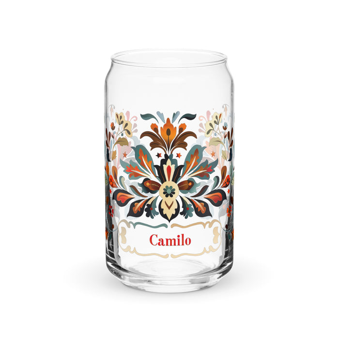 Camilo Exclusive Name Art Piece Can-Shaped Glass Home Office Work Mexican Spanish Pride Gift Cup One-Of-A-Kind Calligraphy Glass | C17