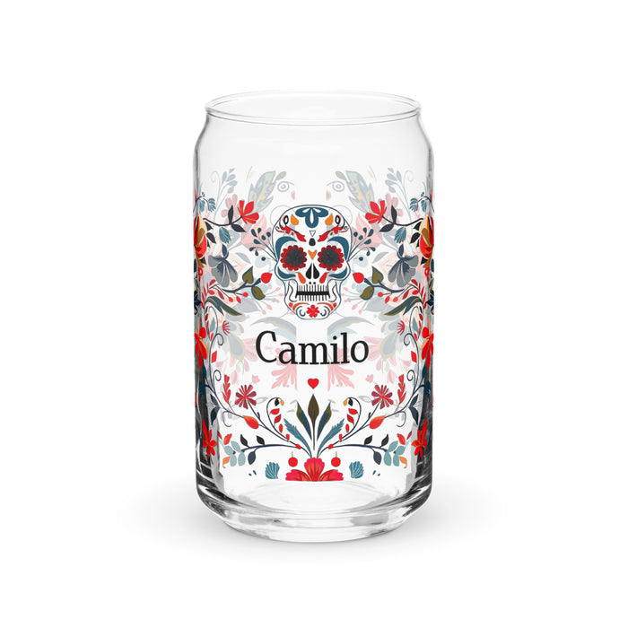 Camilo Exclusive Name Art Piece Can-Shaped Glass Home Office Work Mexican Spanish Pride Gift Cup One-Of-A-Kind Calligraphy Glass | C20