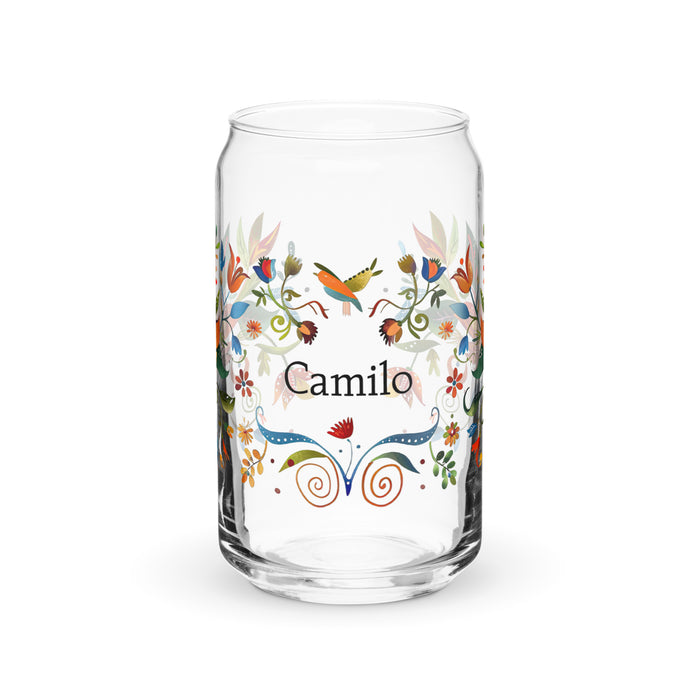 Camilo Exclusive Name Art Piece Can-Shaped Glass Home Office Work Mexican Spanish Pride Gift Cup One-Of-A-Kind Calligraphy Glass | C22