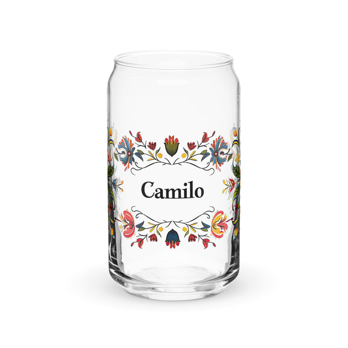 Camilo Exclusive Name Art Piece Can-Shaped Glass Home Office Work Mexican Spanish Pride Gift Cup One-Of-A-Kind Calligraphy Glass | C24