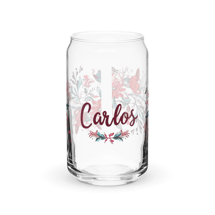 Carlos Exclusive Name Art Piece Can-Shaped Glass Home Office Work Mexican Spanish Pride Gift Cup One-Of-A-Kind Calligraphy Glass | C13