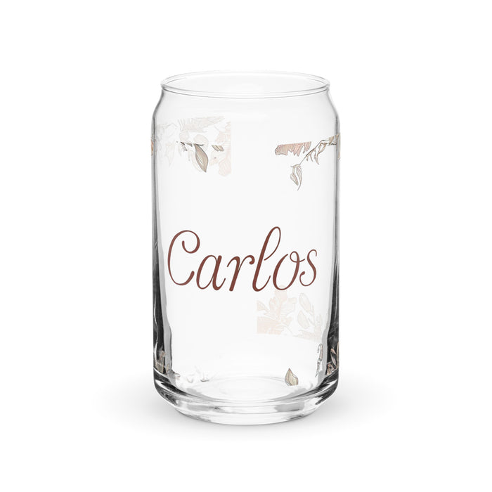 Carlos Exclusive Name Art Piece Can-Shaped Glass Home Office Work Mexican Spanish Pride Gift Cup One-Of-A-Kind Calligraphy Glass | C19