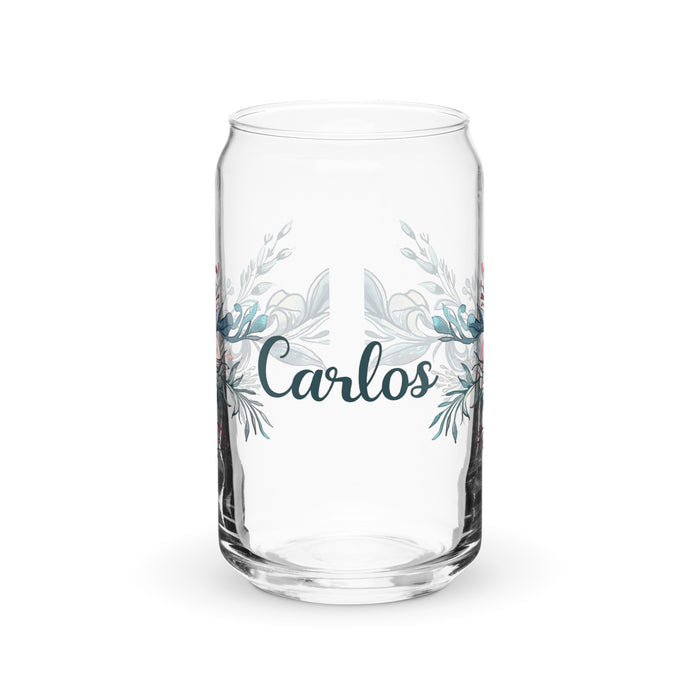 Carlos Exclusive Name Art Piece Can-Shaped Glass Home Office Work Mexican Spanish Pride Gift Cup One-Of-A-Kind Calligraphy Glass | C24