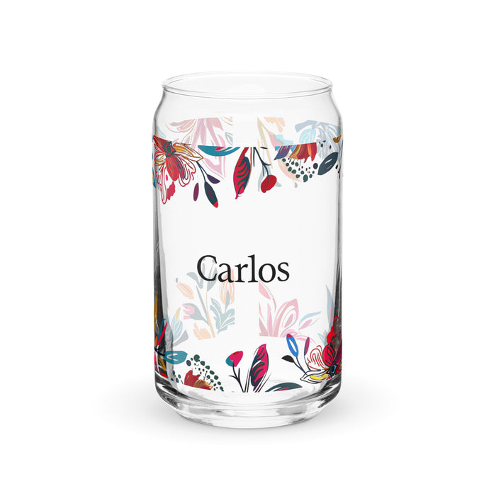 Carlos Exclusive Name Art Piece Can-Shaped Glass Home Office Work Mexican Spanish Pride Gift Cup One-Of-A-Kind Calligraphy Glass | C27