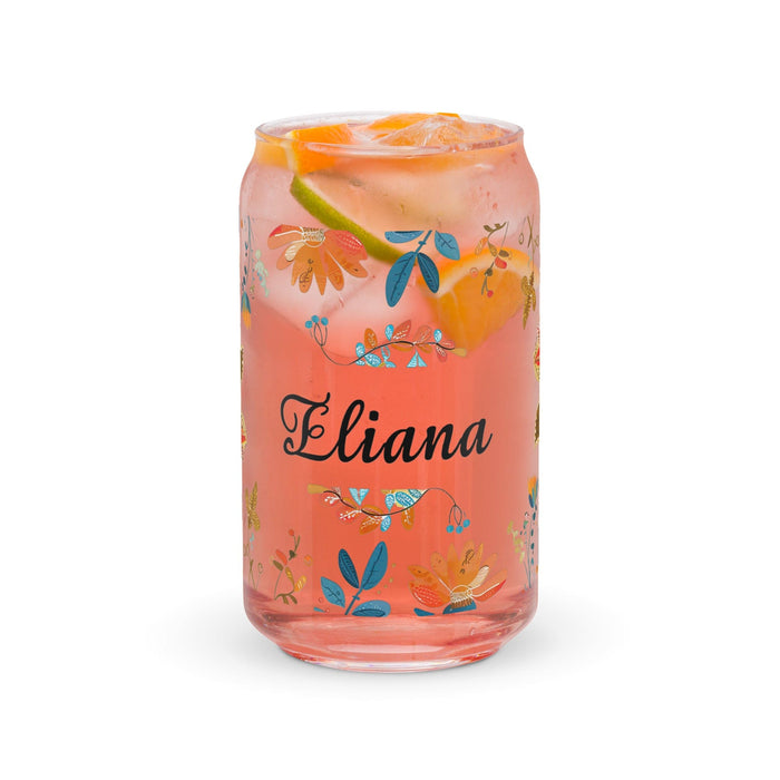 Pieza de arte con nombre exclusivo de Eliana, vaso de vidrio con forma de lata, regalo para el hogar, la oficina, el trabajo, orgullo mexicano, vaso de vidrio con caligrafía única en su tipo | E7