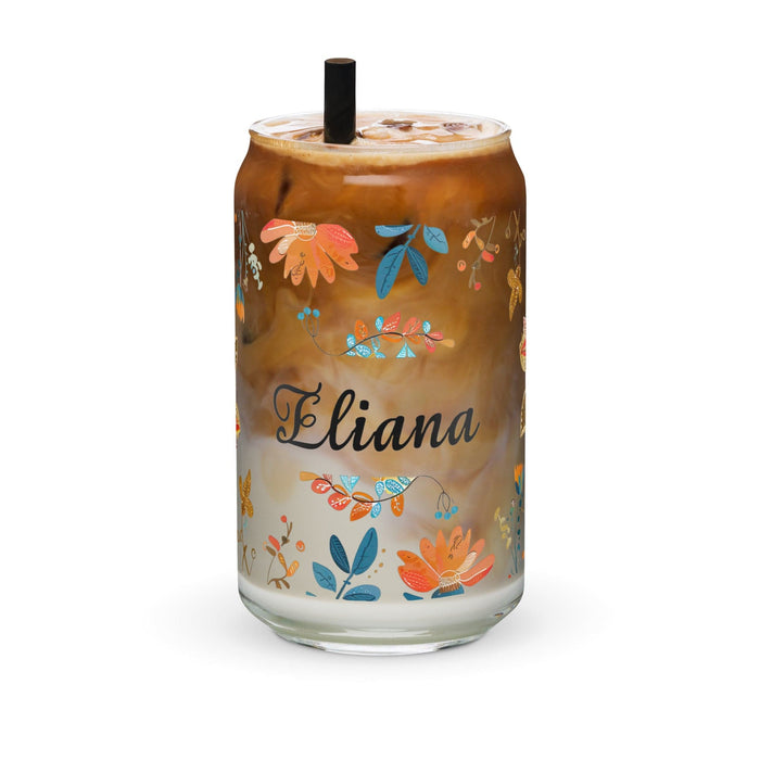 Pieza de arte con nombre exclusivo de Eliana, vaso de vidrio con forma de lata, regalo para el hogar, la oficina, el trabajo, orgullo mexicano, vaso de vidrio con caligrafía única en su tipo | E7