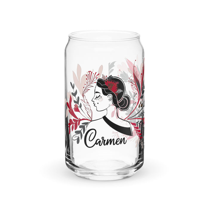 Carmen Exclusive Name Art Piece Can-Shaped Glass Home Office Work Mexican Spanish Pride Gift Cup One-Of-A-Kind Calligraphy Glass | C2