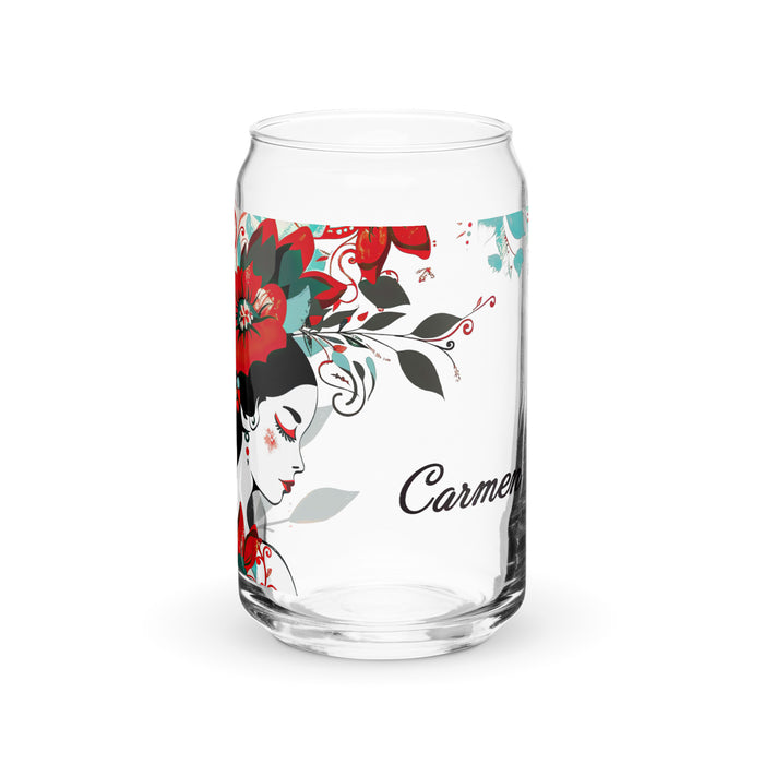 Carmen Exclusive Name Art Piece Can-Shaped Glass Home Office Work Mexican Spanish Pride Gift Cup One-Of-A-Kind Calligraphy Glass | C3