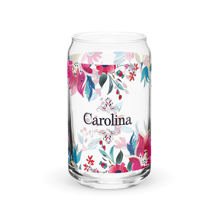 Carolina Exclusive Name Art Piece Can-Shaped Glass Home Office Work Mexican Spanish Pride Gift Cup One-Of-A-Kind Calligraphy Glass | C1