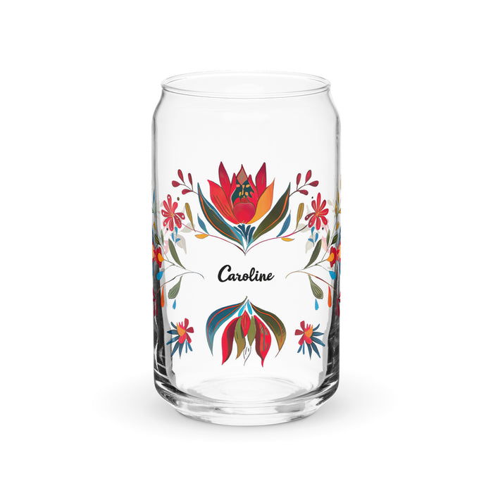 Caroline Exclusive Name Art Piece Can-Shaped Glass Home Office Work Mexican Spanish Pride Gift Cup One-Of-A-Kind Calligraphy Glass | C21