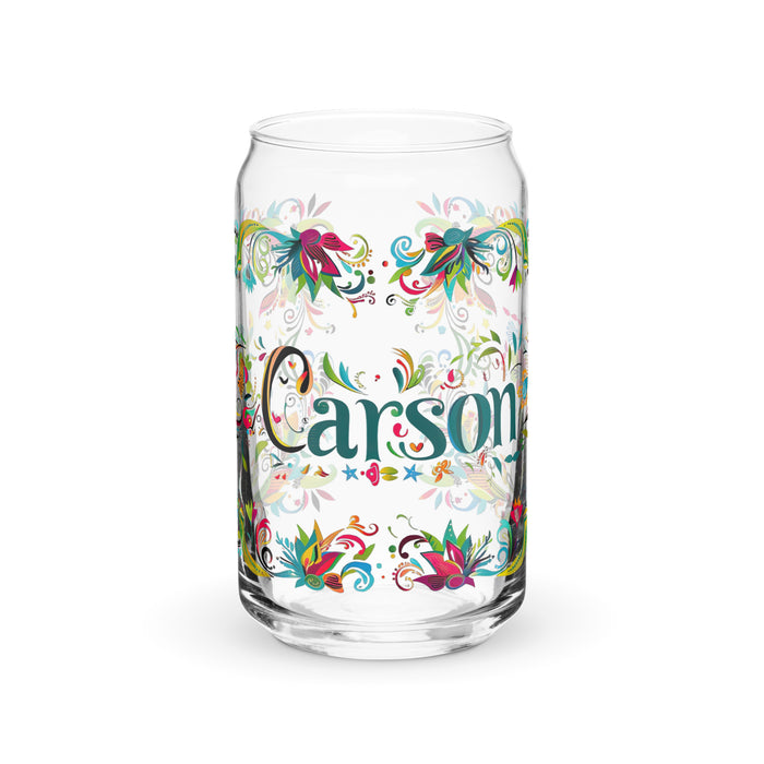 Carson Exclusive Name Art Piece Can-Shaped Glass Home Office Work Mexican Spanish Pride Gift Cup One-Of-A-Kind Calligraphy Glass | C4