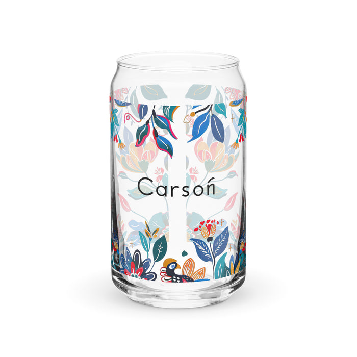 Carson Exclusive Name Art Piece Can-Shaped Glass Home Office Work Mexican Spanish Pride Gift Cup One-Of-A-Kind Calligraphy Glass | C7