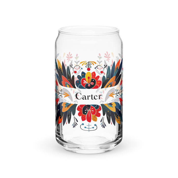 Carter Exclusive Name Art Piece Can-Shaped Glass Home Office Work Mexican Spanish Pride Gift Cup One-Of-A-Kind Calligraphy Glass | C5