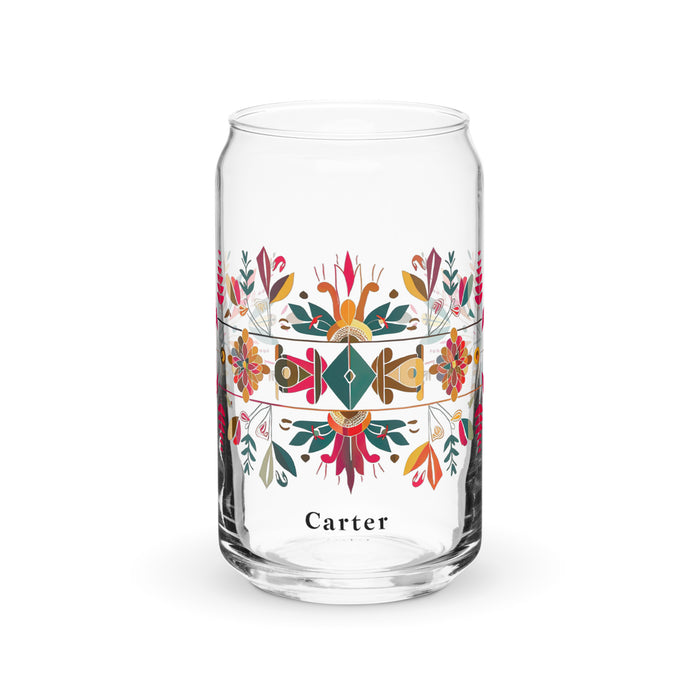 Carter Exclusive Name Art Piece Can-Shaped Glass Home Office Work Mexican Spanish Pride Gift Cup One-Of-A-Kind Calligraphy Glass | C6