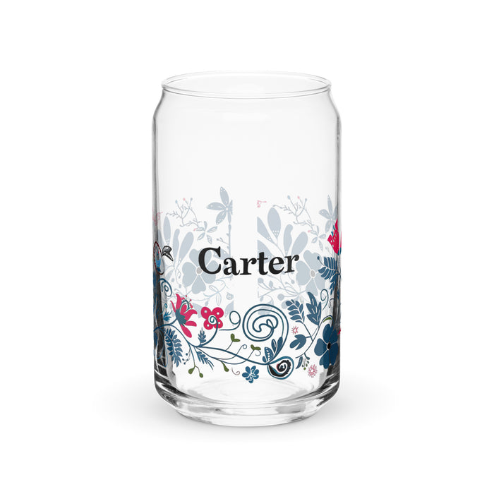 Carter Exclusive Name Art Piece Can-Shaped Glass Home Office Work Mexican Spanish Pride Gift Cup One-Of-A-Kind Calligraphy Glass | C7