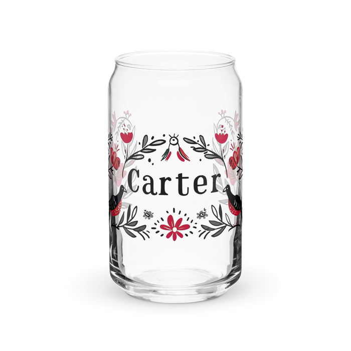 Carter Exclusive Name Art Piece Can-Shaped Glass Home Office Work Mexican Spanish Pride Gift Cup One-Of-A-Kind Calligraphy Glass | C11