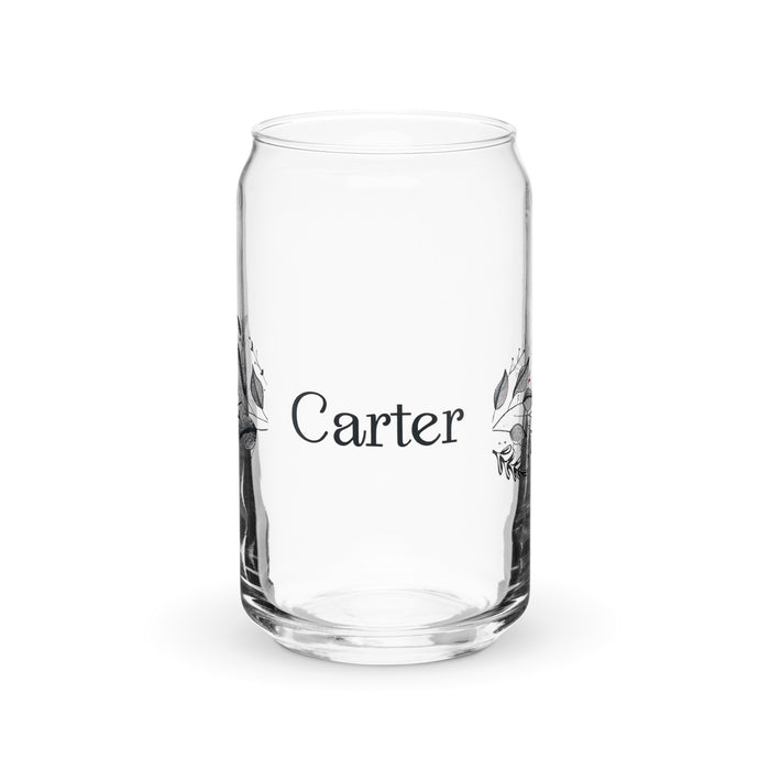 Carter Exclusive Name Art Piece Can-Shaped Glass Home Office Work Mexican Spanish Pride Gift Cup One-Of-A-Kind Calligraphy Glass | C12