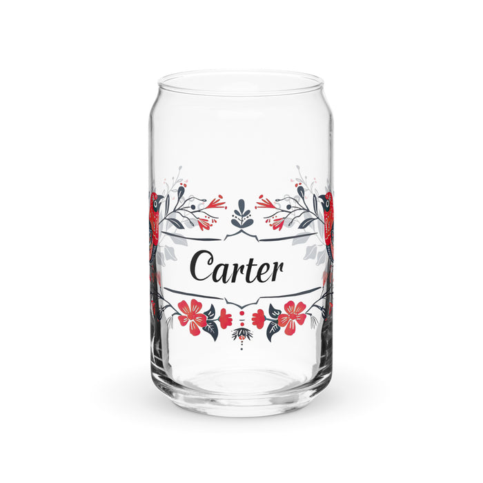 Carter Exclusive Name Art Piece Can-Shaped Glass Home Office Work Mexican Spanish Pride Gift Cup One-Of-A-Kind Calligraphy Glass | C21